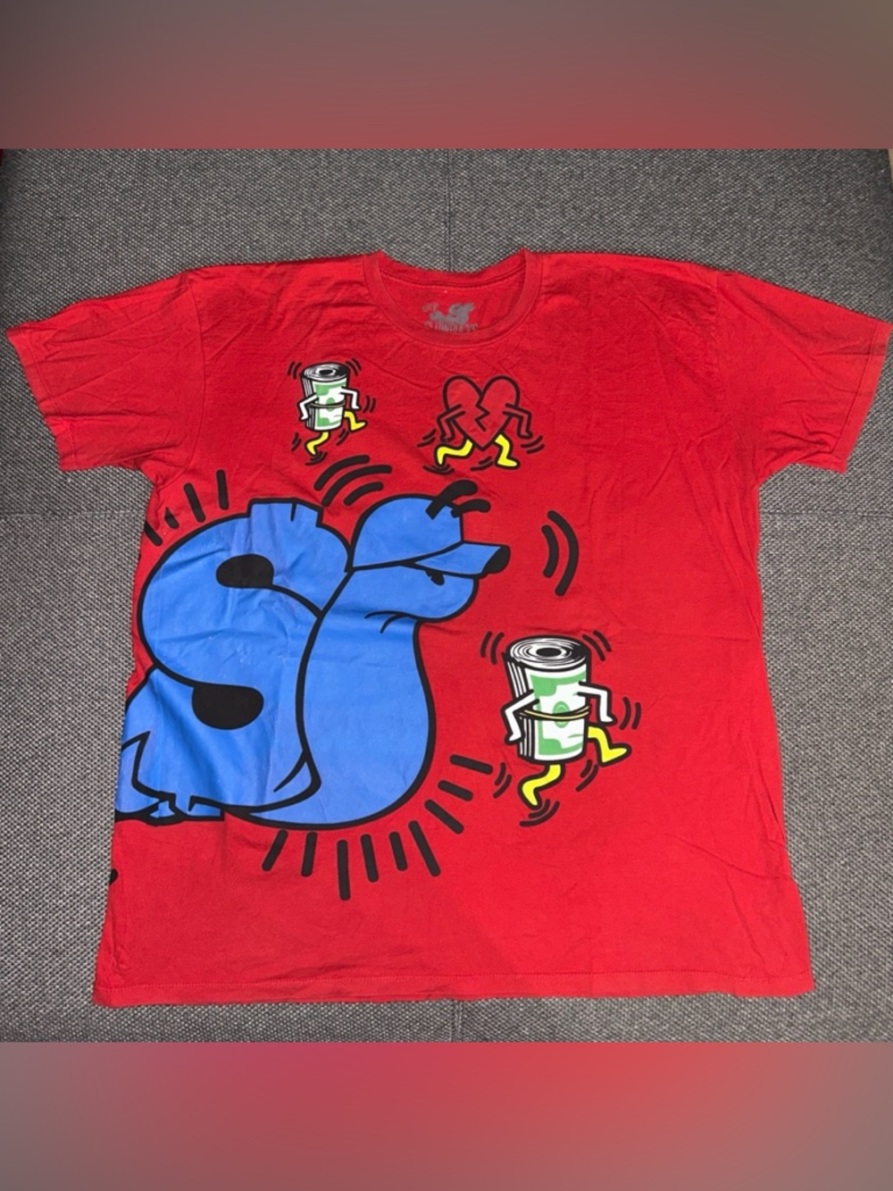 Y2K Slowbuckz Keith Haring Red Art Streetwear T Shirt